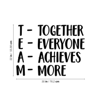 Together Everyone Achieves More - Team - Inspirational Wall Quotes - 30" x 23" - Wall Art Decal - Decoration Vinyl Sticker - Peel Off Stickers 660078089231