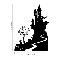 Vinyl Wall Art Decal - Halloween Castle - 30" x 22.5" - Spooky Seasonal Modern Decoration Sticker - Trendy Kids Teens Adults Indoor Outdoor Wall Door Window Living Room Office Decor 660078119983