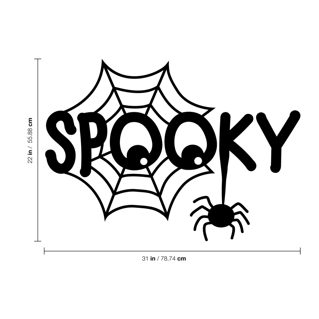 Vinyl Wall Art Decal - Spooky - 22" x 31" - Fun Spiderweb Eyes Halloween Seasonal Decoration Sticker - Teens Adults Indoor Outdoor Wall Door Window Living Room Office Decor 660078119204