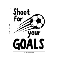 Wall Art Vinyl Decal - Shoot for Your Goals - 30" x 23" - Unisex Kids Little Boys Bedroom Soccer Decoration Sticker - Children's Indoor Outdoor Play Room Closet Door Classroom Daycare Sign 660078116524