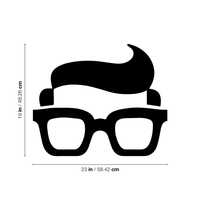 Glasses and Hair Man's Face Silhouette- Wall Art Decal - 20" x 23.5" Decoration Vinyl Sticker - Living Room Wall Decoration 660078084328
