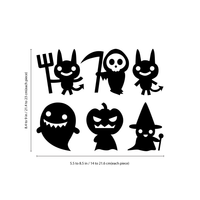 Set of 6 Vinyl Wall Art Decal - Halloween Characters - from 8.4" to 8.5" Each - Fun Halloween Seasonal Decoration Sticker - Indoor Outdoor Wall Door Window Living Room Office Decor 660078119723