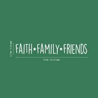 Vinyl Wall Art Decal - Faith Family Friends - 3.5" x 23" - Trendy Inspirational Life Quote For Home Living Room Kitchen Dining Room Decoration Sticker - 660078171561