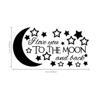 I love you to the moon and back - 22" x 11" - vinyl wall decal sticker art