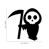 Vinyl Wall Art Decal - Cute Little Grim Reaper - 22" x 23" - Spooky Halloween Season Decoration Sticker - Trendy Indoor Outdoor Wall Door Window Living Room Office Decor 660078120026