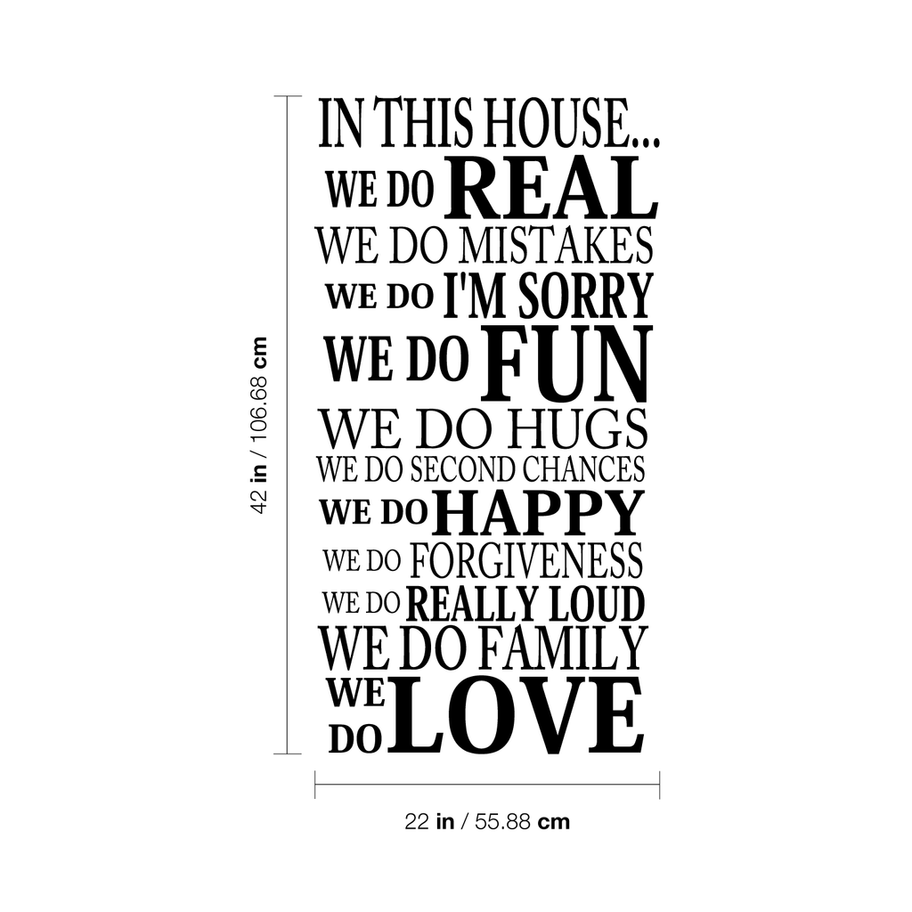 In This House.. - 22" x 42" - Family Rules Vinyl Wall Decal Sticker Art
