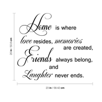 Home is where love resides.. - 23" x 20" - Vinyl Wall Decal Sticker Art