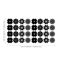 Set of 32 Vinyl Wall Art Decal - Variety of Flower Patterns - 3" x 3" Each - Bedroom Living Room Office Dorm Room Girly Wall Decoration - Cute Trendy Apartment Wall Decor 660078122204