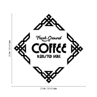 Fresh Ground Coffee Roasted Here - Wall Art Decal 23" x 23" - Cafe Wall Decor - Coffee Lovers Gifts - Coffee Wall Art Decoration - Kitchen Wall Decor 660078089576