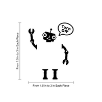 Vinyl Wall Art Decal - Turn Off Robot - 1.5" to 3" Each - Fun Decor for Light Switch Kids Boy Girl Bedroom Decor for Light Switch - Laptop Computer Peel and Stick Sticker Designs