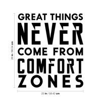 Vinyl Wall Art Decal - Great Things Never Came from Comfort Zones - 26" x 23" - Decor Home Living Room Bedroom Office Sticker - Modern Peel and Stick Motivational Life Quote Decals 660078116722