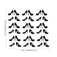 Set of 18 Pairs Vinyl Wall Art Decal - High Heels - 1.5" x 1.5" Each - Girls Teens Womens Stilettos Pumps Wedges Peep Toe Stickers - Fun Girly Theme Home Bedroom Living Room Apartment Decor 660078116005
