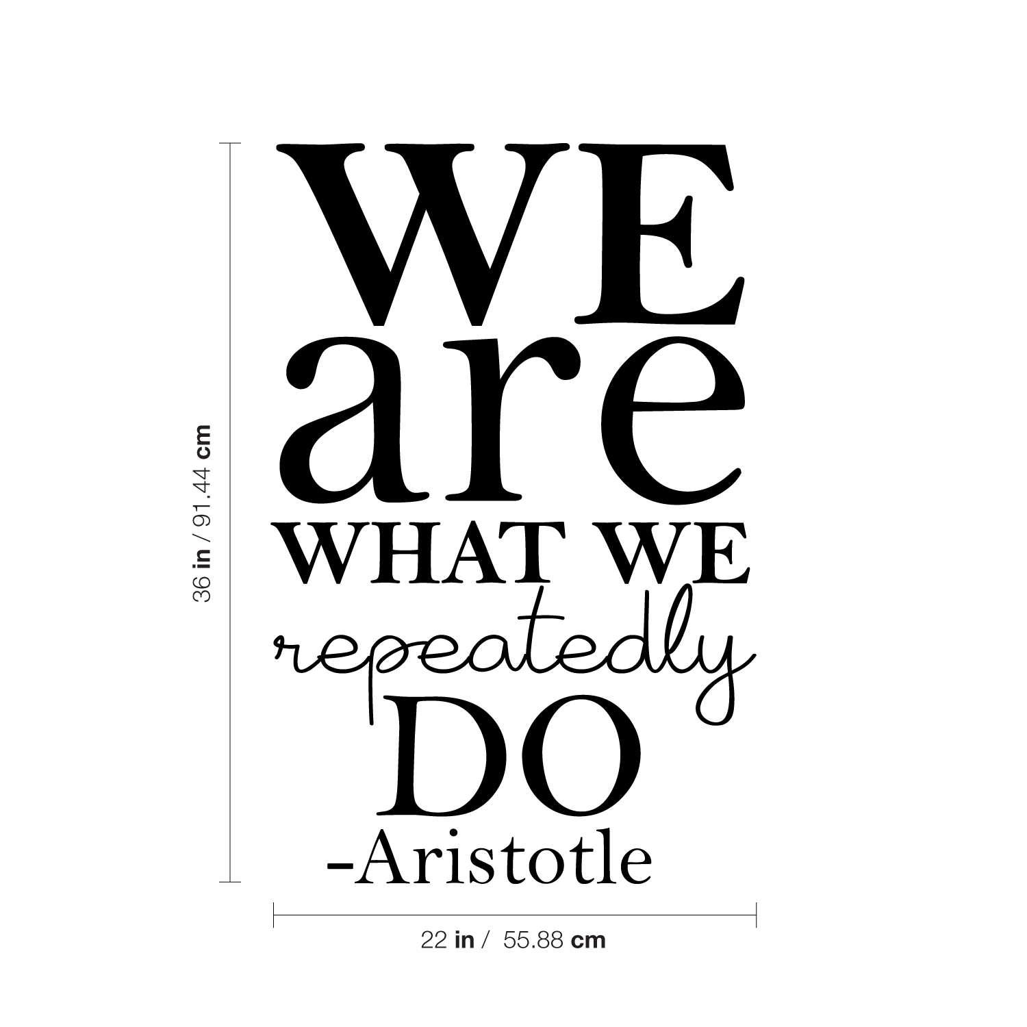 We Are What We Repeatedly Do - Aristotle - Inspirational Life Quotes - Wall Art Decal 36" x 22" Decoration Wall Art Vinyl Sticker - Bedroom Living Room Wall Decor 660078089064