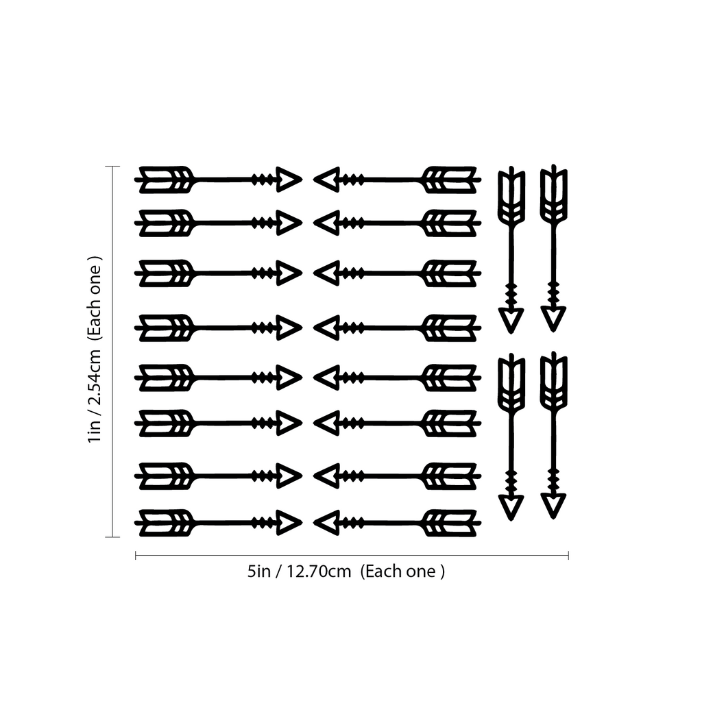 Set of 20 Vinyl Wall Art Decals - Arrow Wall Decals - 1" x 5" Each - Bedroom Wall Art Vinyl Stickers - Vinyl Decal - Kids Room Vinyl Wall Stickers - Decorative Native Arrows Wall Pattern Decals 660078092873