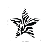 Zebra Print Star-  22" x 22"-  Wall Decal Sticker Art