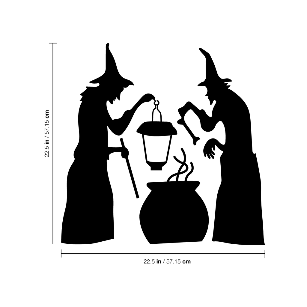 Vinyl Wall Art Decal - 2 Witches and Cauldron - 22.5" x 22.5" - Spooky Halloween Season Decoration Sticker - Trendy Kids Teens Adults Indoor Outdoor Wall Door Window Living Room Office Decor 660078120002