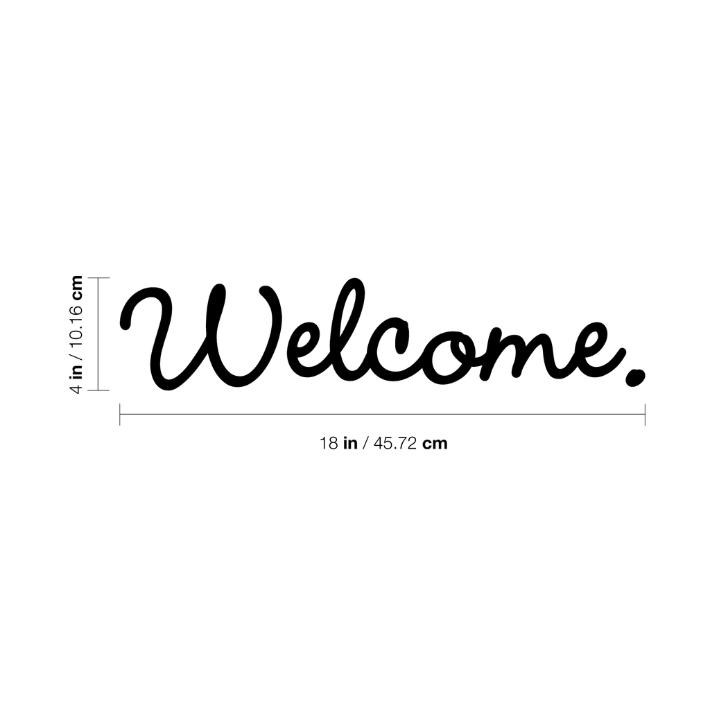 Welcome - 18" x 4" Cute Welcoming Decorative Front Door Vinyl Decal Sticker Art