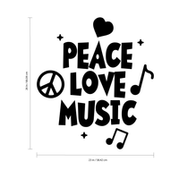 Vinyl Wall Art Decal - Peace Love Music - 26" x 23" - Modern Urban Music Lover Quote for Home Living Room Bedroom Sticker - Trendy Good Vibes for Office Business Workplace Decor 660078119365