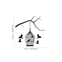 Tree Branch and Birdcage - 4.5" x 4.5" - Cute Animal Decor for Light Switch Window Mirror Luggage Car Bumper Laptop Computer Peel and Stick Skin Sticker Designs