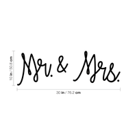 Vinyl Wall Art Decal - Mr and Mrs - 10" x 30" - Couples Wedding Reception Happy Home Adhesive Peel Off Sticker - Marriage Wedlock of Love Living Room Bedroom Decor Stickers 660078116708