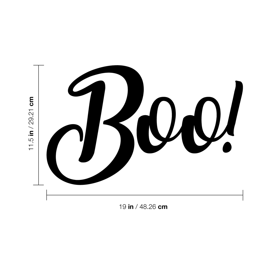 Vinyl Wall Art Decal - Boo - 11.5" x 19" - Fun Brush Lettering Halloween Seasonal Decoration Sticker - Teens Adults Indoor Outdoor Wall Door Window Living Room Office Decor 660078119617