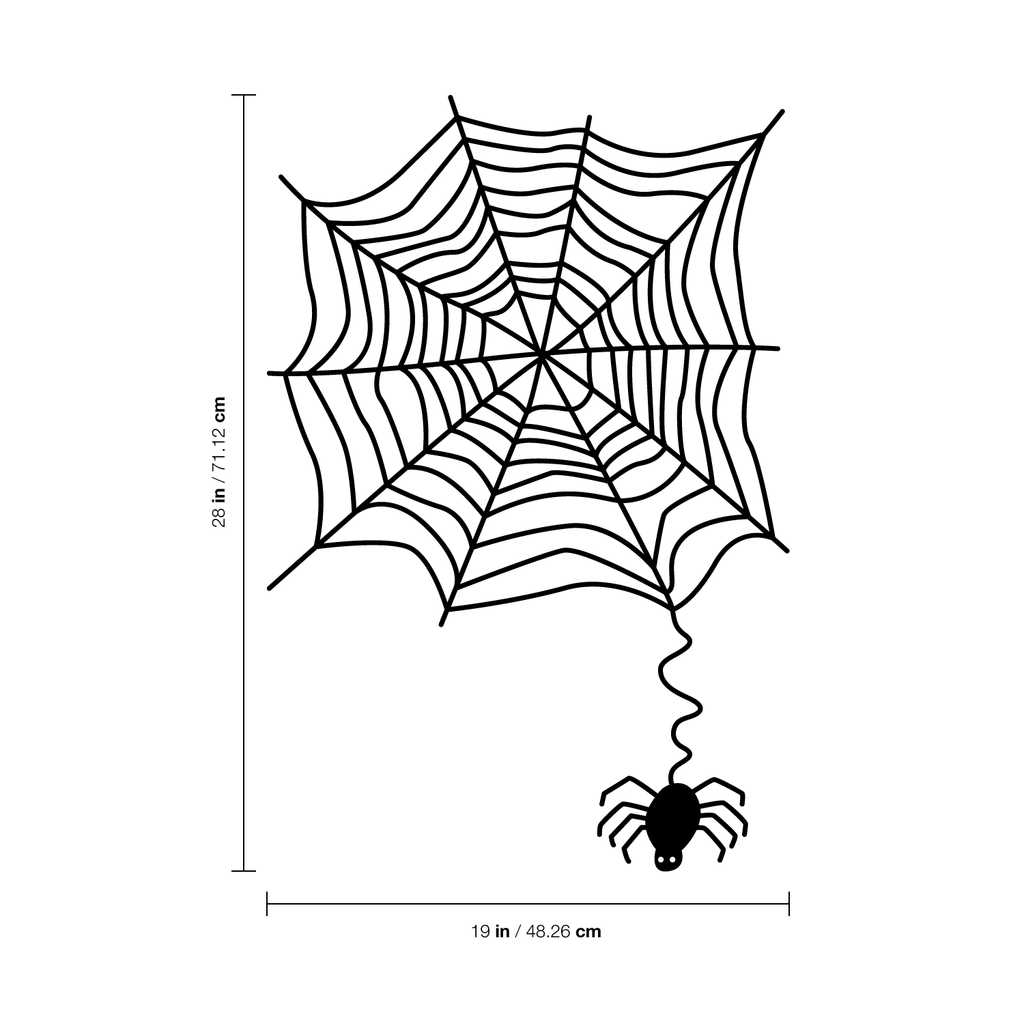 Vinyl Wall Art Decal - Spider and Spiderweb - 28" x 19" - Fun Spooky Halloween Seasonal Decoration Sticker - Cute Indoor Outdoor Wall Door Window Living Room Office Decor 660078119143