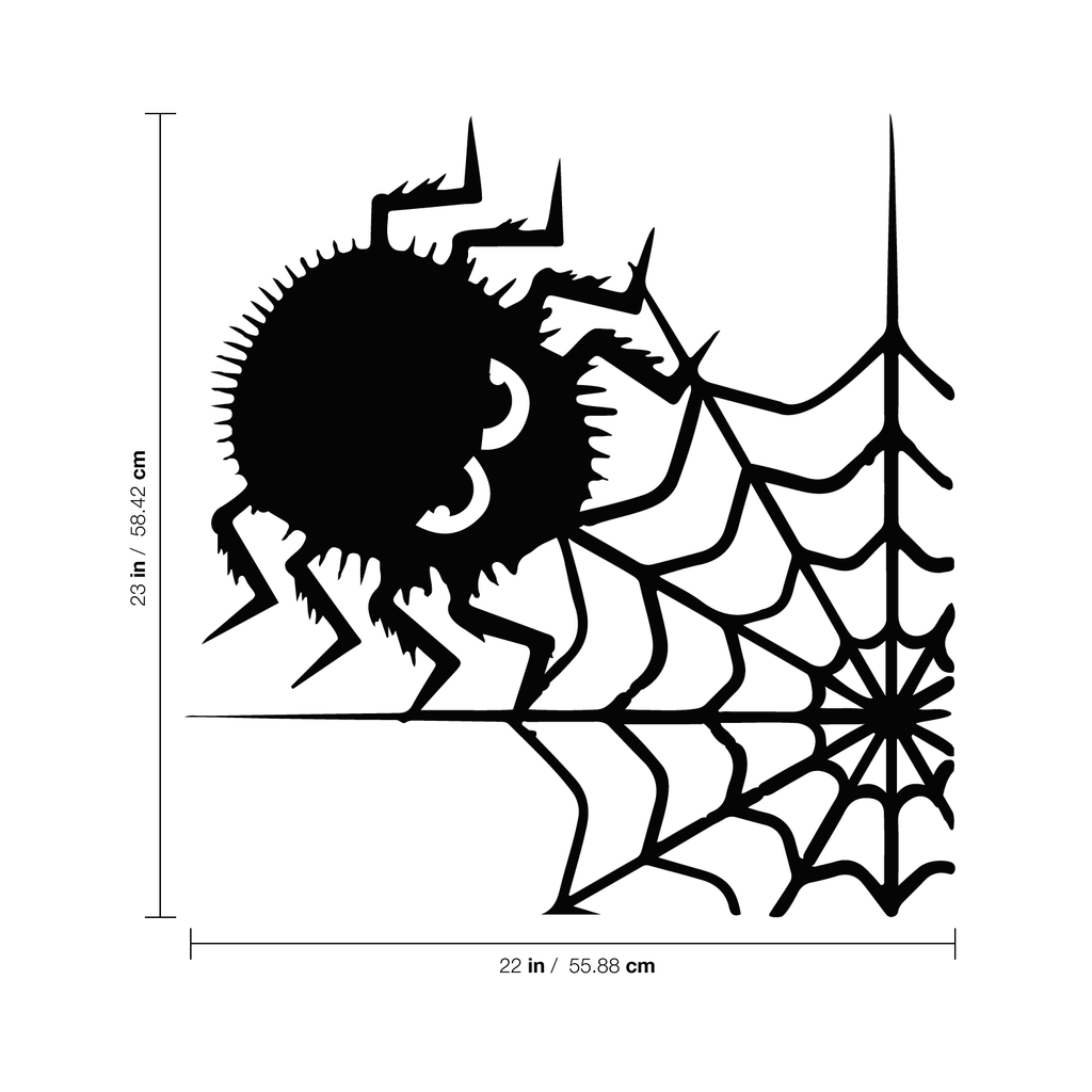 Vinyl Wall Art Decal - Big Spider and Web - 23" x 22" - Fun Halloween Seasonal Decoration Sticker - Kids Teens Adults Indoor Outdoor Wall Door Window Living Room Office Decor 660078119822