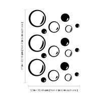 Pack of 18 Soap Bubbles Vinyl Wall Art Decals - 1" x 4" - Bedroom Vinyl Wall Decor Stickers - Bathroom Vinyl Decal Wall Decor - Kids Room Vinyl Wall Decals - Soap Bubbles Pattern Vinyl 660078097076