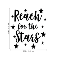 Vinyl Wall Art Decal - Reach for The Stars - 26" x 23" - Inspirational Little Kids Toddlers Nursery Playroom Bedroom Home Apartment Daycare Classroom Positive Quote Sticker Stencil Adhesive Decals 660078116784