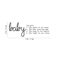 Baby Vinyl Wall Art Sticker with Quote - 20" x 50" - Nursery Room Wall Decoration Baby Shower Decorations - For Boy or Girl - Nursery Wall Art Peel Off Sticker 660078088982