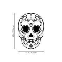 Vinyl Wall Art Decal - Day Of The Dead Skull - 21" x 15" - Sugar Skull Mexican Holiday Seasonal Sticker - Kids Teens Adults Indoor Outdoor Wall Door Window Living Room Office Decor (21" x 15", Black) 660078122433