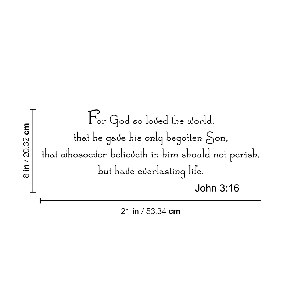 John 3:16 Religious Inspirational Bible Verse 21"-8"