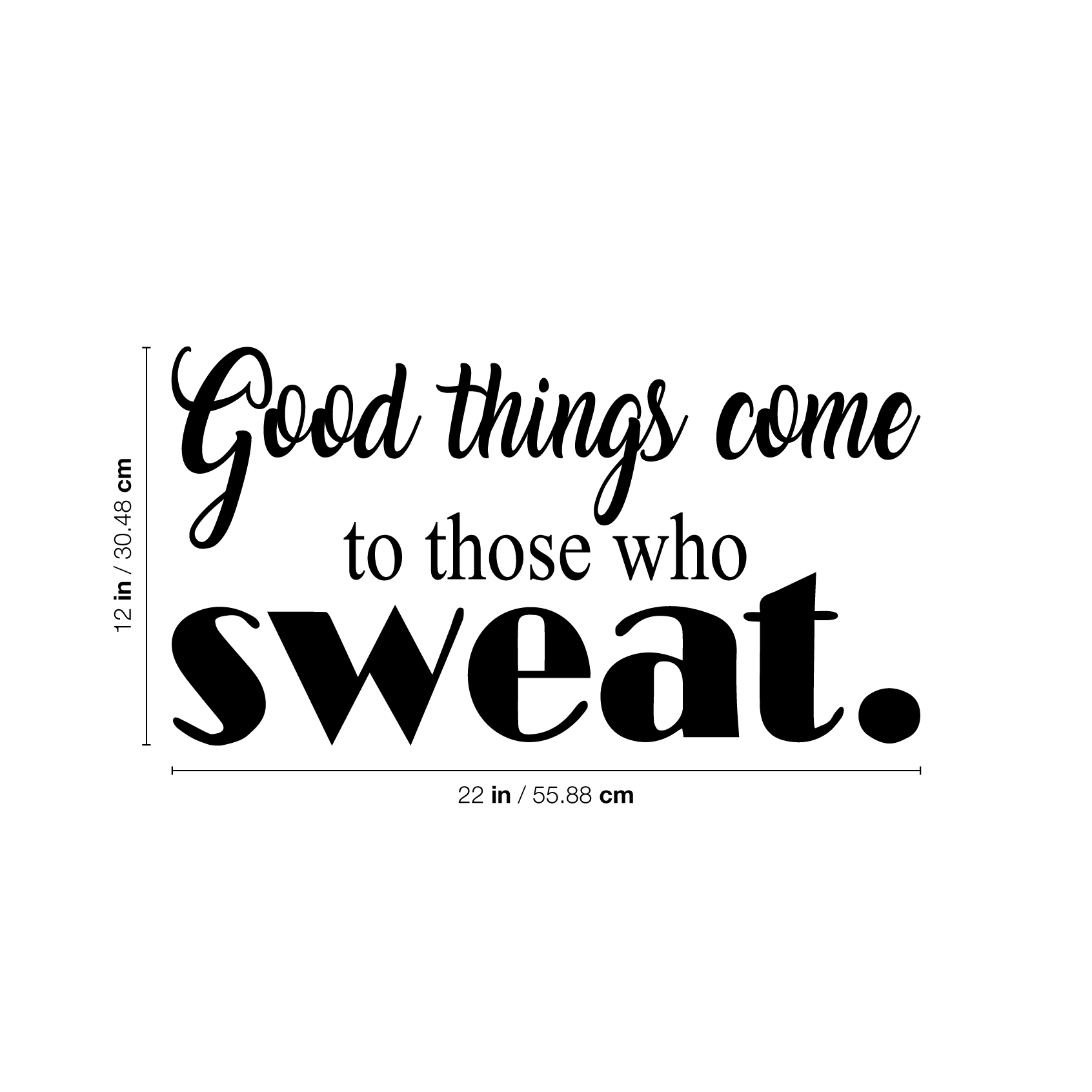 Good Things Come To Those Who Sweat - Wall Art Decal - 11"x 23" Motivational Life Quote Vinyl Sticker - Fitness Gym Wall Art Decor 660078083901