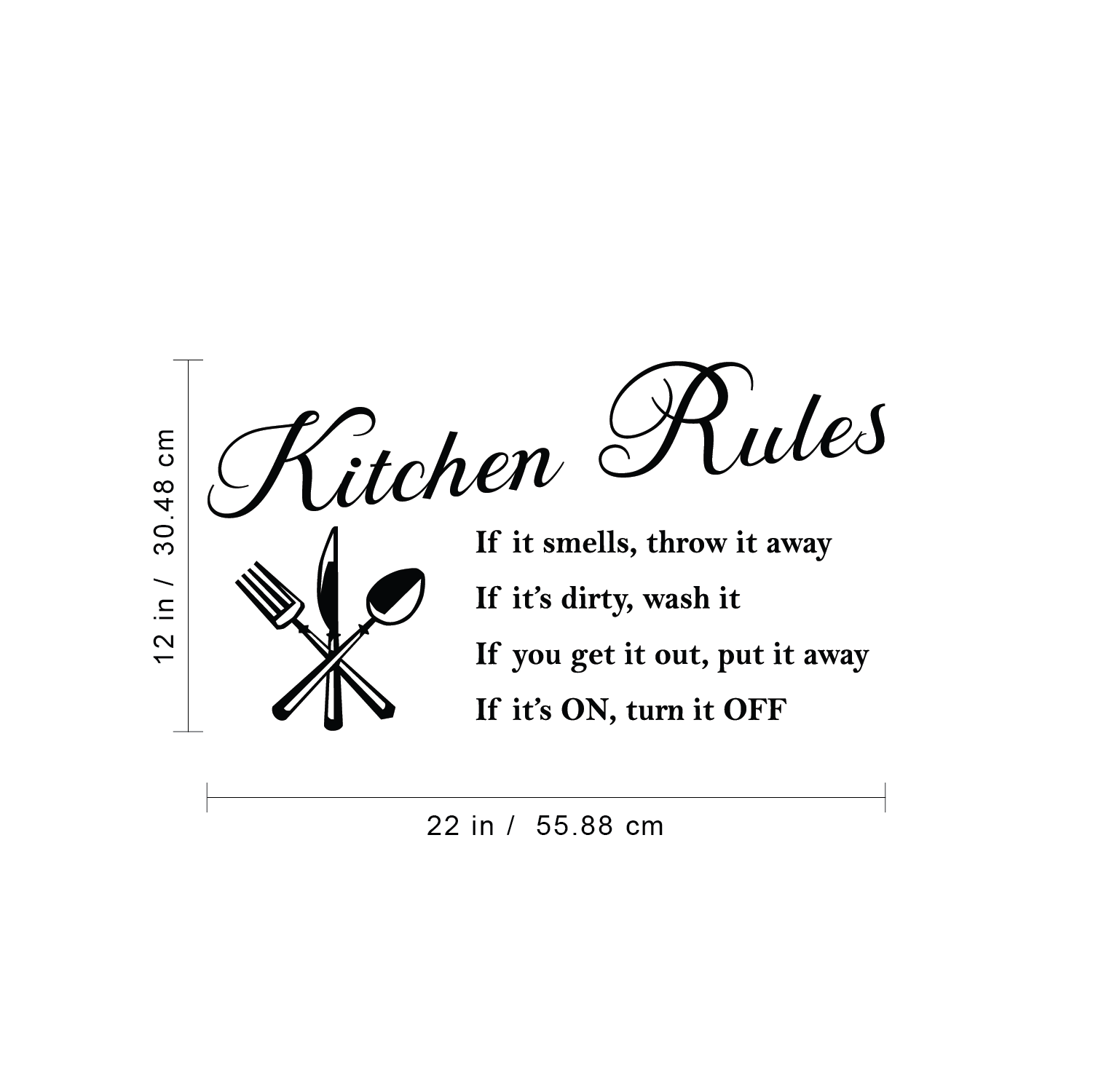 Kitchen Rules Word - 22" x 12" - Vinyl Wall Decal Art Decoration Sticker