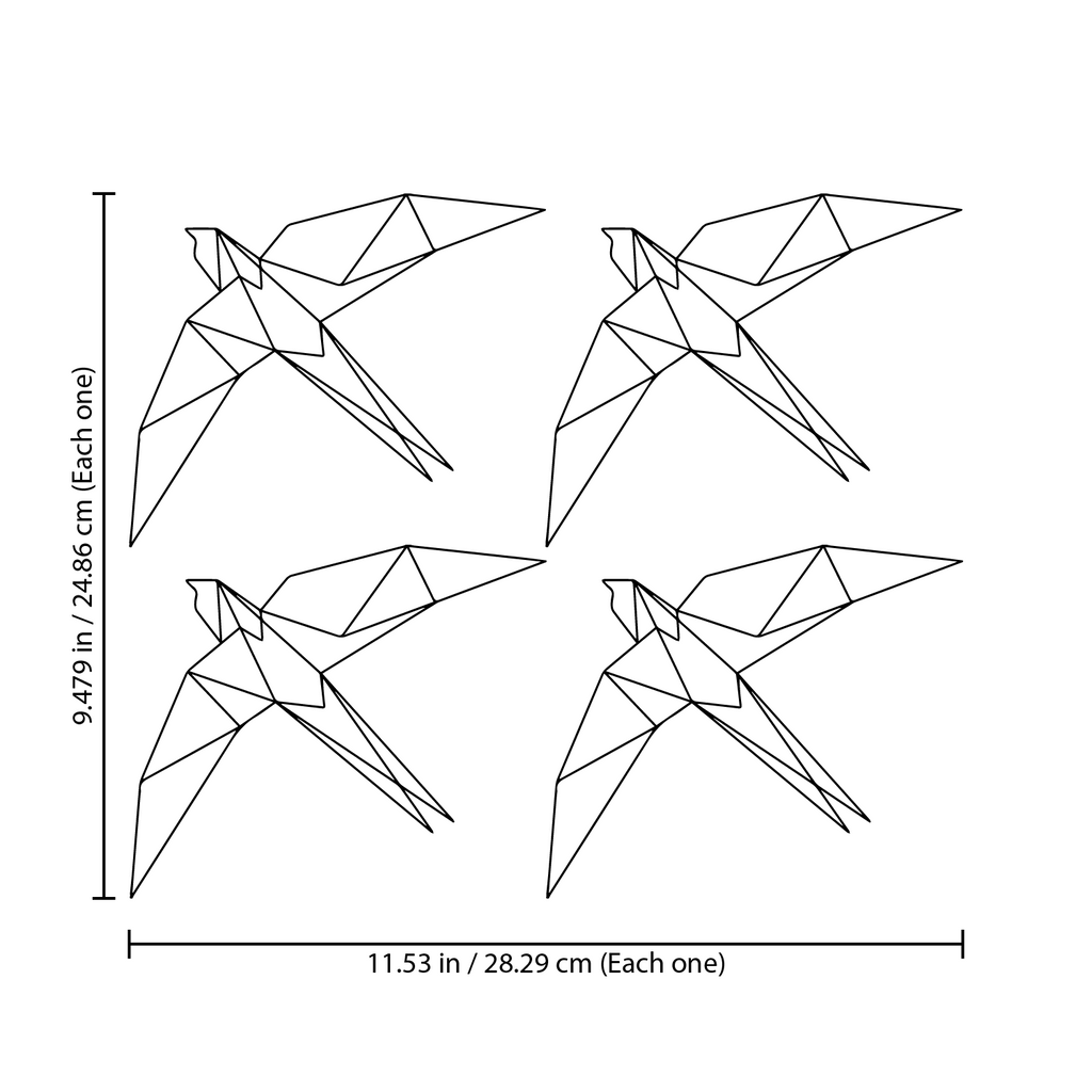 Set of 4 Vinyl Wall Art Decal - Geometric Bird - 9.48" x 11.53" Each - Vinyl Stickers for Home Apartment Use - Chic Geometric Animals for Living Room Bedroom Decorations 660078113578