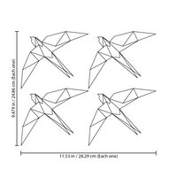 Set of 4 Vinyl Wall Art Decal - Geometric Bird - 9.48" x 11.53" Each - Vinyl Stickers for Home Apartment Use - Chic Geometric Animals for Living Room Bedroom Decorations 660078113578