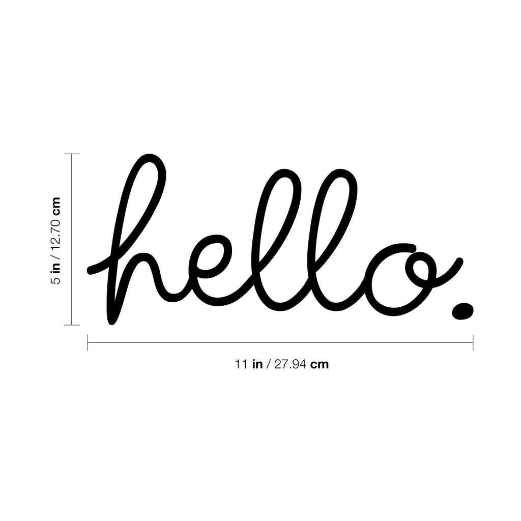 Hello.- 11" x 5" -  Cute Decorative Front Door Vinyl Decal Sticker Art