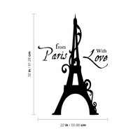 From Paris With Love Eiffel Tower Paris - 22" x 32" - Vinyl Wall Decal Sticker Art