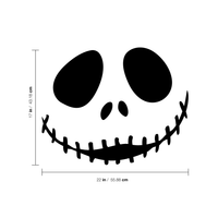 Vinyl Wall Art Decal - Jack Skellington Inspired Face - 17" x 22" - Fun Halloween Seasonal Decoration Sticker - Nightmare Before Christmas Indoor Outdoor Wall Door Window Living Room Office Decor 660078118993