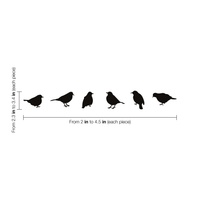Set of 6 Vinyl Wall Art Decals - Birds - from 2.3" to 4.5" Each - Cute Animal Decor for Window Mirror Luggage Car Bumper Laptop Computer - Trendy Minimalist Peel and Stick Skin Sticker Designs 660078116203