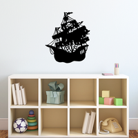 Pirate Ship - 17.5" x 20" - Vinyl Wall Decal Sticker Art