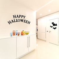 Vinyl Wall Art Decal - Happy Halloween - 19" x 40" - Fun Seasonal Greeting Letters Decoration Sticker - Kids Teens Adults Indoor Outdoor Wall Door Window Living Room Office Decor 660078119709