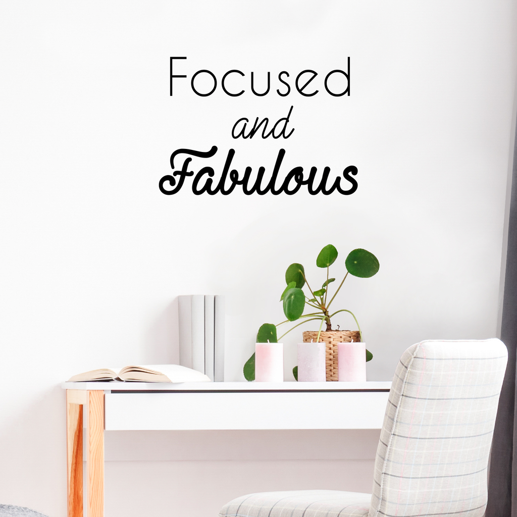 Vinyl Wall Art Decal - Focused and Fabulous - 16" x 23" - Womens Trendy Modern Home Living Room Office Quote - Positive Chic Girly Bedroom Workplace Apartment Wall Decor 660078118276