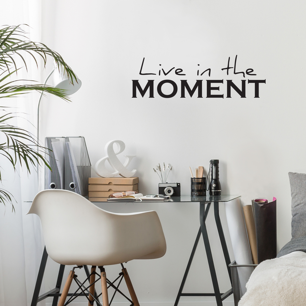Live in The Moment- Inspirational Life Quotes - Wall Art Decal - 14" x 40" Decoration Vinyl Sticker - Bedroom Living Room Wall Decor - Apartment Wall Decoration - Peel Off Stickers 660078089200