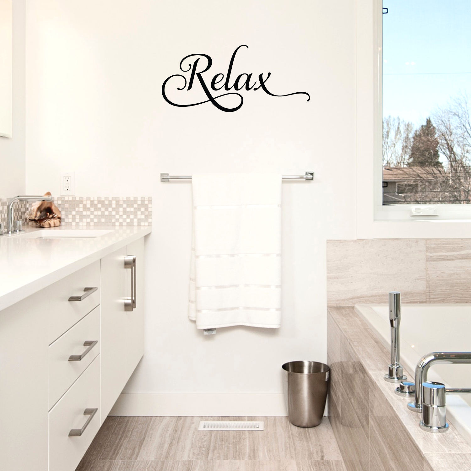 Relax- 22" X 10"-  Bathroom Decorative Vinyl Wall Decal Sticker Art