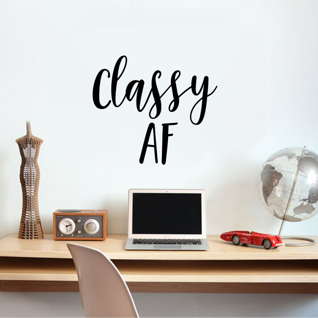 Classy AF - Women's Inspirational Quotes Wall Art Vinyl Decal - 22" X 27" Decoration Vinyl Sticker - Motivational Wall Art Decal - Bedroom Living Room Decor - Trendy Wall Art 660078090985