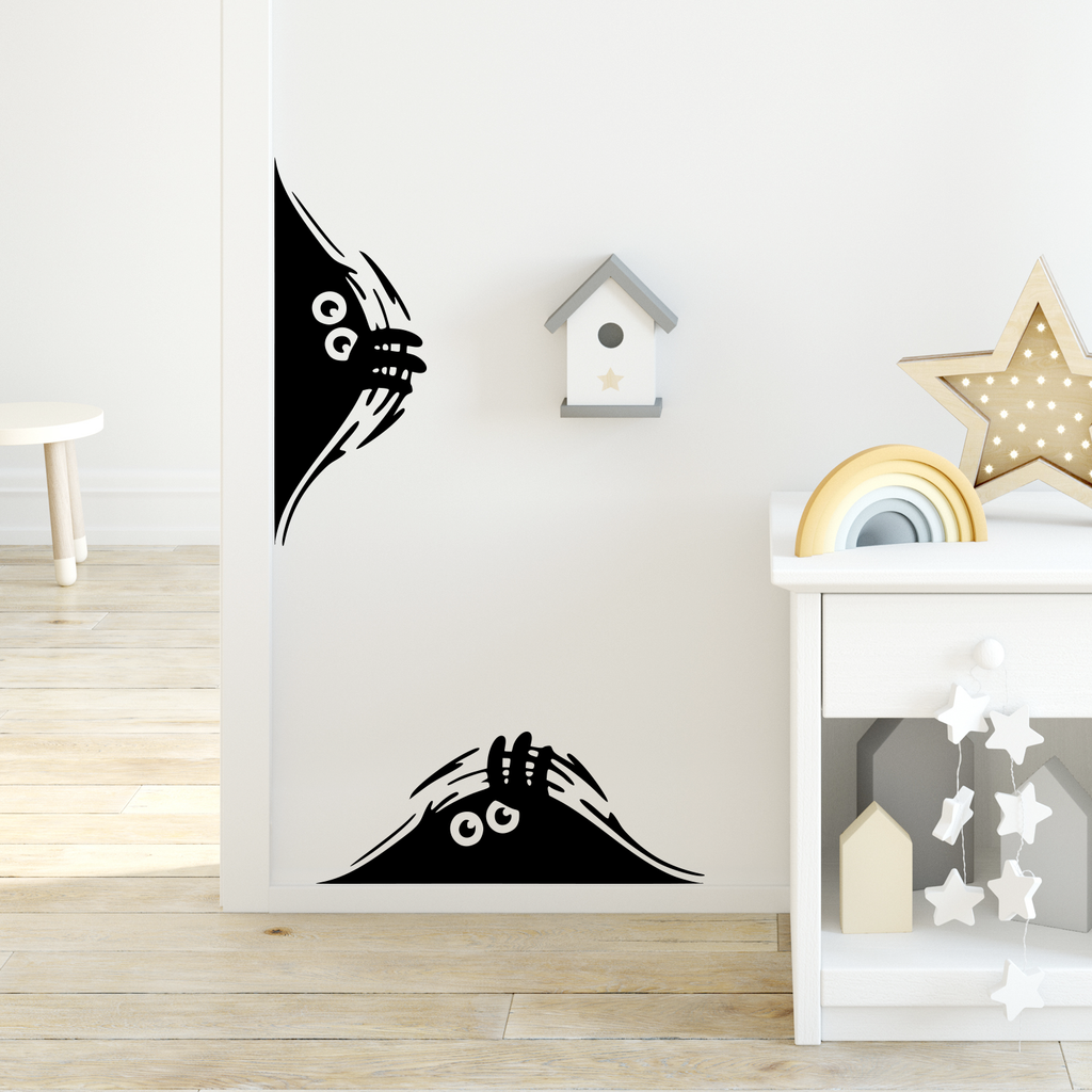 Set of 2 Curious Monsters - Size is: 18" x 7" each- Vinyl Wall Decal Sticker Art