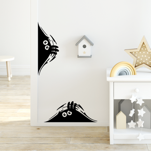 Set of 2 Curious Monsters - Size is: 18" x 7" each- Vinyl Wall Decal Sticker Art