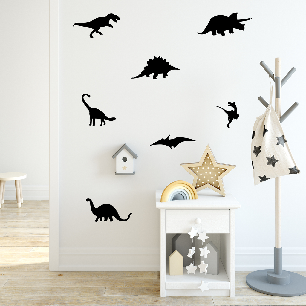 7 Pack Dinosaurs Vinyl Wall Art Stickers - 5" x 12" - Boy's Room Wall Decor- Cute Vinyl Sticker Decals - Nursery Room Dino Decorations 660078088968