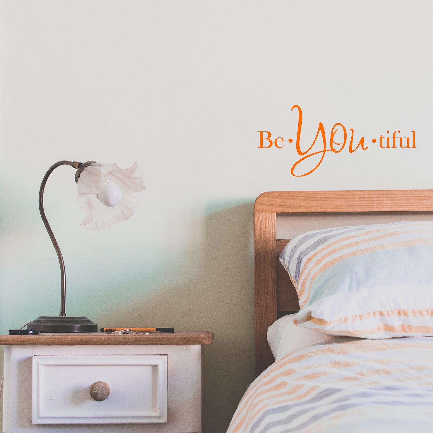 Vinyl Wall Art Decal - Be-You-Tiful - 6" x 15" - Trendy Women's Inspirational Decoration Quote - Motivational Home Apartment Door Window Living Room Bedroom Mirror Fashion Sticker